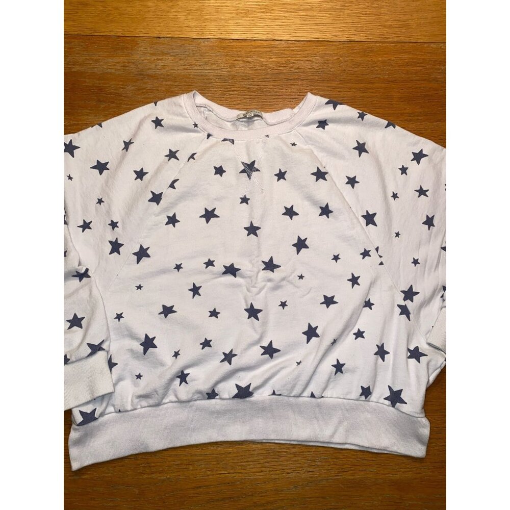 Star-Patterned White Long-Sleeve Crewneck Sweatshirt